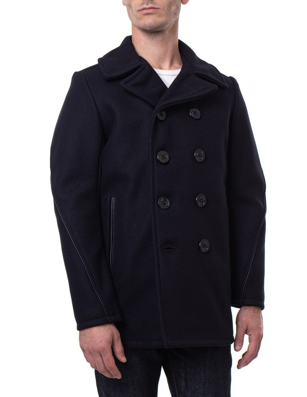 Leather Trim Peacoat - 740C