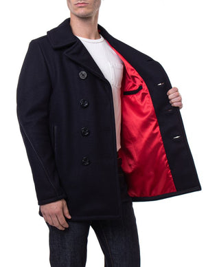 Leather Trim Peacoat - 740C