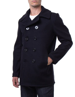 Leather Trim Peacoat - 740C