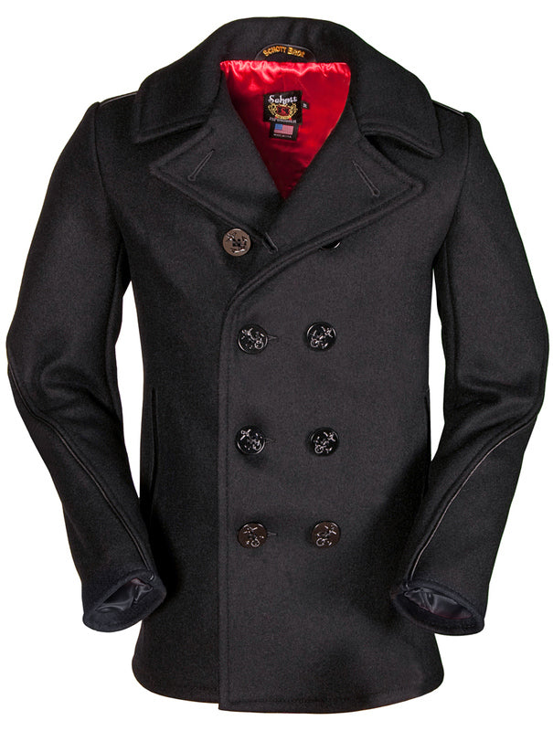 Leather Trim Peacoat - 740C