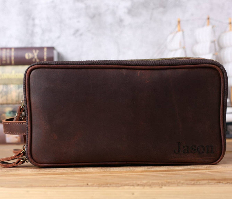 Waterproof Leather Dopp Kit / Large Size