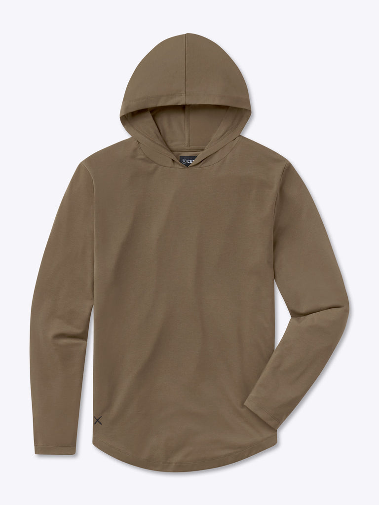 AO Long Sleeve Hooded Curve-Hem Tee